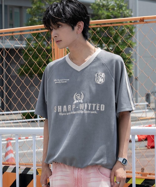WEGO(ウィゴー)の「WEGO/【26年春夏新作】フェイクスウェードゲームT(Tシャツ/カットソー・メンズ・ホワイト/スミクロ/ネイビー・LARGE/MEDIUM)」の22枚目の写真