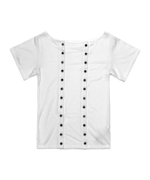 Chikashitsu +(チカシツプラス)の「【Chikashitsu +】Manny Short-Sleeve Button T-shirt / 【チカシツプラス】メニーショートスリーブボタン半袖Tシャツ(Tシャツ/カットソー・レディース・ホワイト/ブラック・ONE SIZE)」の21枚目の写真