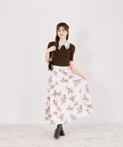 tocco closet(トッコ クローゼット)の「ビジューパール2WAYリボンレース襟付きリブニットプルオーバー(ニット/セーター・レディース・ブラック/ブラウン/チャコールグレー・M)」の21枚目の写真