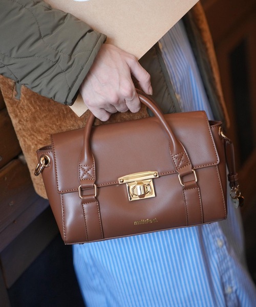 MILKFED.(ミルクフェド)の「2WAY TOP HANDLE BAG(ショルダーバッグ・レディース・グリーン/ブラック/ブラウン・ONE SIZE)」の1枚目の写真