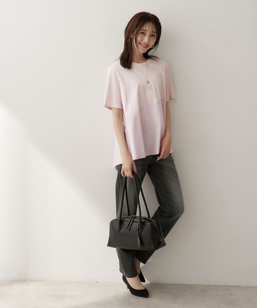UNTITLED（アンタイトル）の「【Tシャツ】異素材ドッキングプルオーバー（Tシャツ/カットソー・レディース・オフホワイト/ナチュラル/ブラック/ピンク・44/48/50/00/02/04）」の20枚目の写真