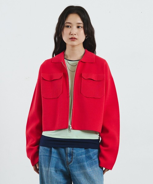ROSE BUD（ローズバッド）の「COLLARED ZIP CARDIGAN（カーディガン/ボレロ・レディース・ブラウン/レッド/ライトイエロー・ONE SIZE）」の18枚目の写真