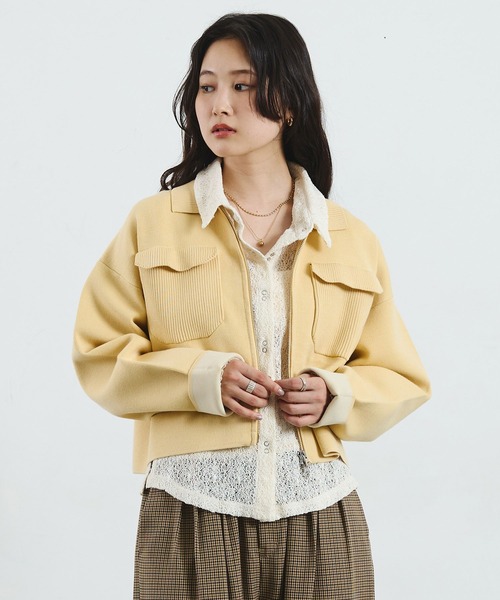 ROSE BUD（ローズバッド）の「COLLARED ZIP CARDIGAN（カーディガン/ボレロ・レディース・ブラウン/レッド/ライトイエロー・ONE SIZE）」の10枚目の写真