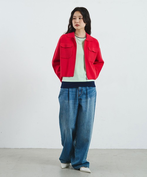 ROSE BUD（ローズバッド）の「COLLARED ZIP CARDIGAN（カーディガン/ボレロ・レディース・ブラウン/レッド/ライトイエロー・ONE SIZE）」の20枚目の写真