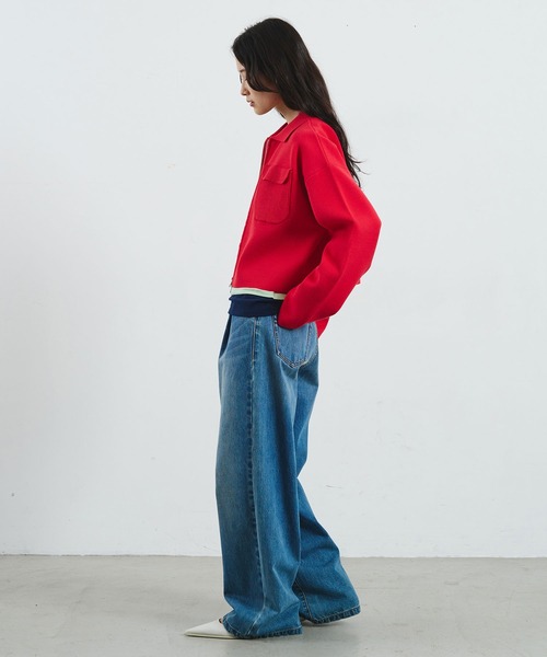 ROSE BUD（ローズバッド）の「COLLARED ZIP CARDIGAN（カーディガン/ボレロ・レディース・ブラウン/レッド/ライトイエロー・ONE SIZE）」の21枚目の写真