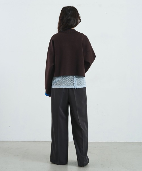 ROSE BUD（ローズバッド）の「COLLARED ZIP CARDIGAN（カーディガン/ボレロ・レディース・ブラウン/レッド/ライトイエロー・ONE SIZE）」の4枚目の写真