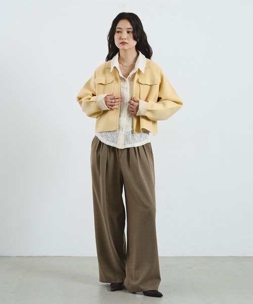 ROSE BUD（ローズバッド）の「COLLARED ZIP CARDIGAN（カーディガン/ボレロ・レディース・ブラウン/レッド/ライトイエロー・ONE SIZE）」の13枚目の写真