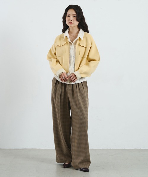 ROSE BUD（ローズバッド）の「COLLARED ZIP CARDIGAN（カーディガン/ボレロ・レディース・ブラウン/レッド/ライトイエロー・ONE SIZE）」の14枚目の写真