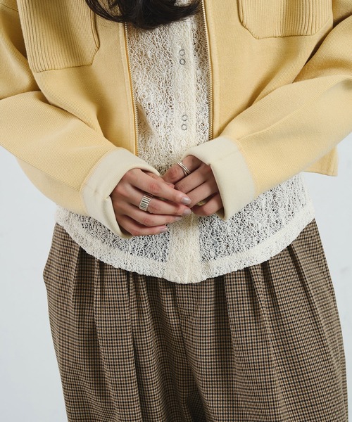 ROSE BUD（ローズバッド）の「COLLARED ZIP CARDIGAN（カーディガン/ボレロ・レディース・ブラウン/レッド/ライトイエロー・ONE SIZE）」の17枚目の写真