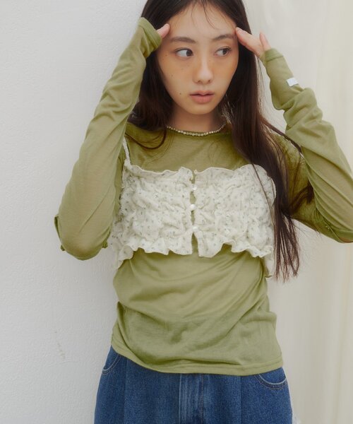 DISCOAT(ディスコート)の「【umm.】2WAY柄アソートプルオーバー(Tシャツ/カットソー・レディース・パープル/ネイビー/レッド/オフホワイト/サックスブルー/レモンイエロー/グリーン系・FREE)」の3枚目の写真