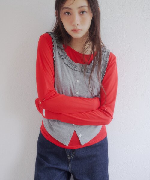 DISCOAT(ディスコート)の「【umm.】2WAY柄アソートプルオーバー(Tシャツ/カットソー・レディース・パープル/ネイビー/レッド/オフホワイト/サックスブルー/レモンイエロー/グリーン系・FREE)」の7枚目の写真