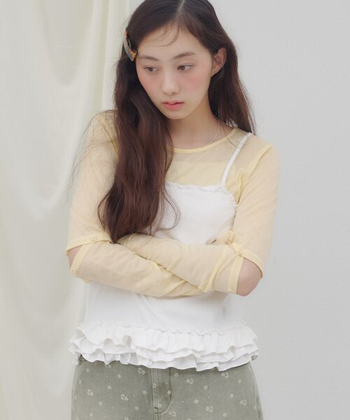 DISCOAT(ディスコート)の「【umm.】2WAY柄アソートプルオーバー(Tシャツ/カットソー・レディース・パープル/ネイビー/レッド/オフホワイト/サックスブルー/レモンイエロー/グリーン系・FREE)」の6枚目の写真