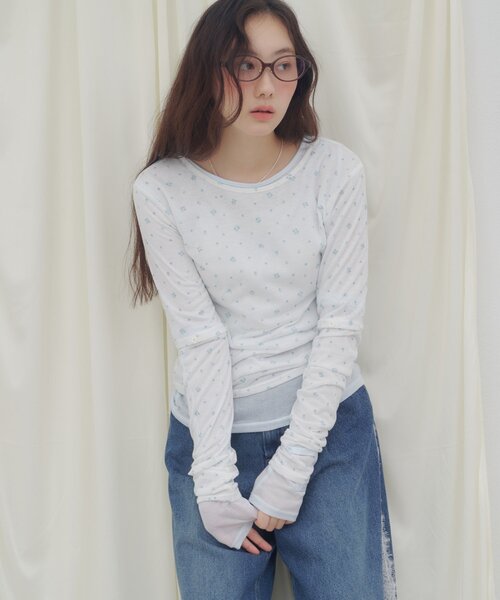 DISCOAT(ディスコート)の「【umm.】2WAY柄アソートプルオーバー(Tシャツ/カットソー・レディース・パープル/ネイビー/レッド/オフホワイト/サックスブルー/レモンイエロー/グリーン系・FREE)」の14枚目の写真