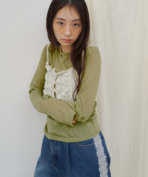 DISCOAT(ディスコート)の「【umm.】2WAY柄アソートプルオーバー(Tシャツ/カットソー・レディース・パープル/ネイビー/レッド/オフホワイト/サックスブルー/レモンイエロー/グリーン系・FREE)」の21枚目の写真