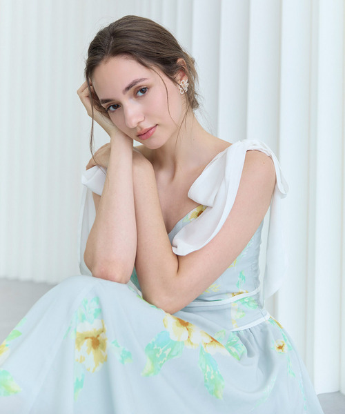ROYAL PARTY(ロイヤルパーティー)の「オリジナルフラワー配色リボンフレアワンピース(ワンピース・レディース・ブルー/ネイビー/オフホワイト・FREE)」の16枚目の写真