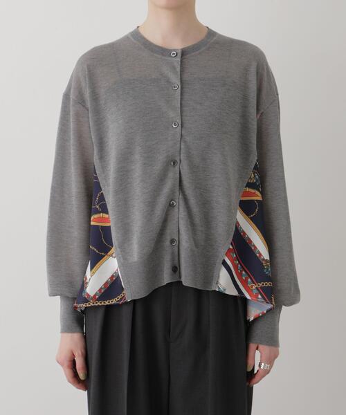 NANO universe（ナノユニバース）の「スカーフパターンドッキングニットカーディガン（カーディガン/ボレロ・レディース・グレー/アイボリー・FREE）」の15枚目の写真