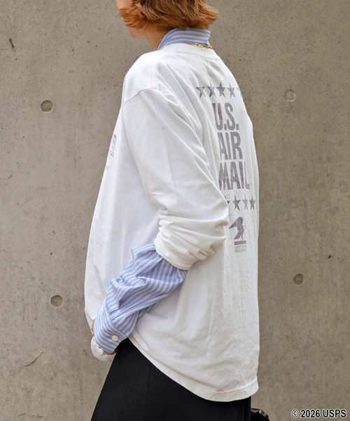 GOOD ROCK SPEED(グッドロックスピード)の「【GOOD ROCK SPEED】USPS U.S. AIR MAIL long sleeves T(Tシャツ/カットソー・レディース・ホワイト・FREE)」の2枚目の写真