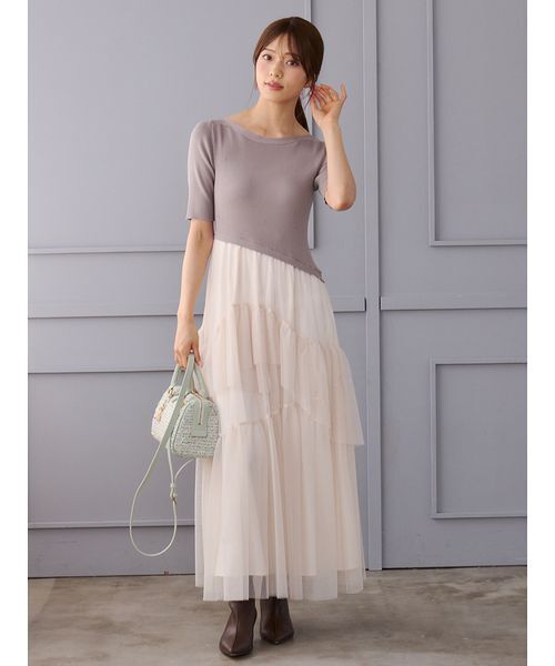 CELFORD(セルフォード)の「ニットドッキングラッフルワンピース(ワンピース・レディース・グレイッシュベージュ/ピンク/ブラック・36/38)」の19枚目の写真