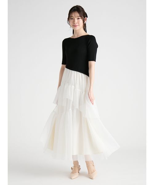 CELFORD(セルフォード)の「ニットドッキングラッフルワンピース(ワンピース・レディース・グレイッシュベージュ/ピンク/ブラック・36/38)」の17枚目の写真