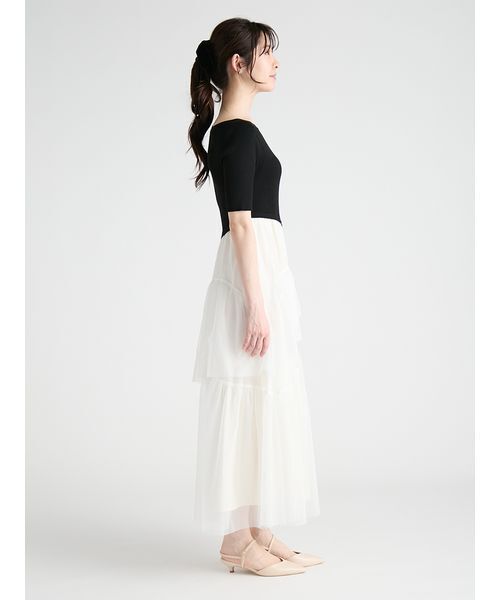 CELFORD(セルフォード)の「ニットドッキングラッフルワンピース(ワンピース・レディース・グレイッシュベージュ/ピンク/ブラック・36/38)」の6枚目の写真
