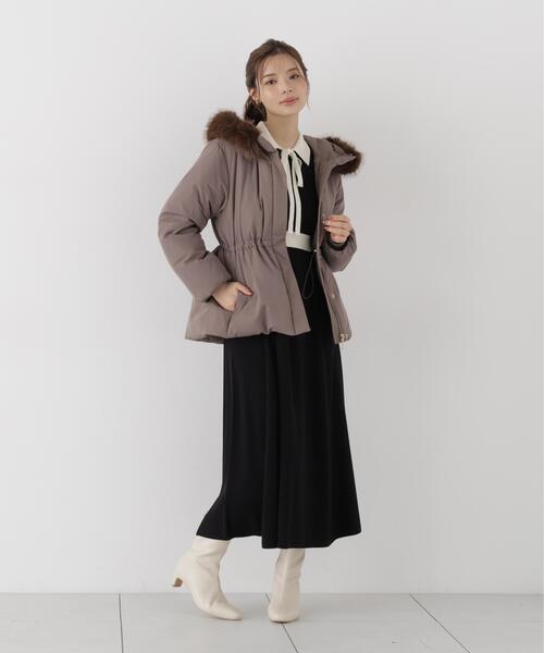 PROPORTION BODY DRESSING(プロポーションボディドレッシング)の「リボンタイバイカラーニットワンピース / 1216240909(ワンピース・レディース・ブラック/ベージュ・MEDIUM/SMALL)」の8枚目の写真
