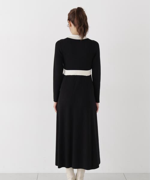 PROPORTION BODY DRESSING(プロポーションボディドレッシング)の「リボンタイバイカラーニットワンピース / 1216240909(ワンピース・レディース・ブラック/ベージュ・MEDIUM/SMALL)」の11枚目の写真
