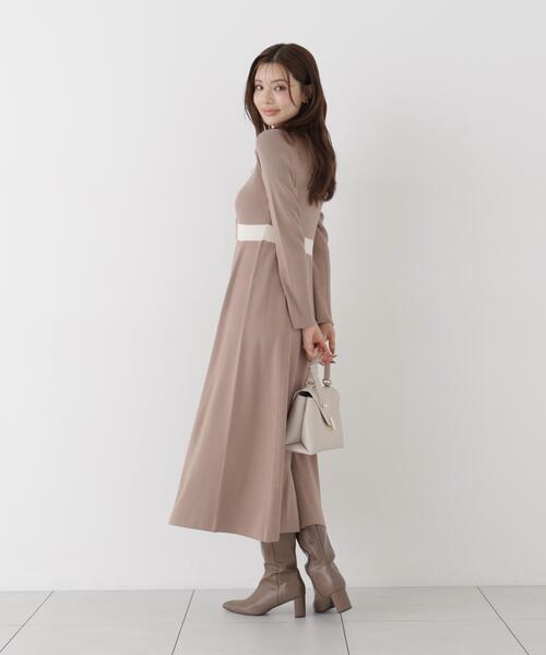 PROPORTION BODY DRESSING(プロポーションボディドレッシング)の「リボンタイバイカラーニットワンピース / 1216240909(ワンピース・レディース・ブラック/ベージュ・MEDIUM/SMALL)」の21枚目の写真