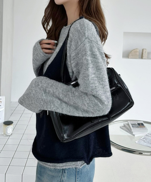Ada.(エイダ)の「バイカラービスチェドッキング モヘア ニット トップス(ニット/セーター・レディース・グレー/ブラウン/ブルー・FREE)」の7枚目の写真
