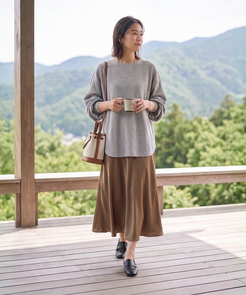STYLE DELI（スタイルデリ）の「【DELI by】ふんわりワッフル素材のリラックスプルオーバー（スウェット・レディース・グレー/ブラック・M）」の10枚目の写真