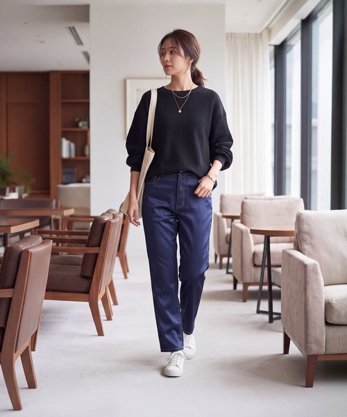 STYLE DELI（スタイルデリ）の「【DELI by】ふんわりワッフル素材のリラックスプルオーバー（スウェット・レディース・グレー/ブラック・M）」の12枚目の写真