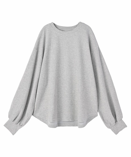 STYLE DELI（スタイルデリ）の「【DELI by】ふんわりワッフル素材のリラックスプルオーバー（スウェット・レディース・グレー/ブラック・M）」の3枚目の写真