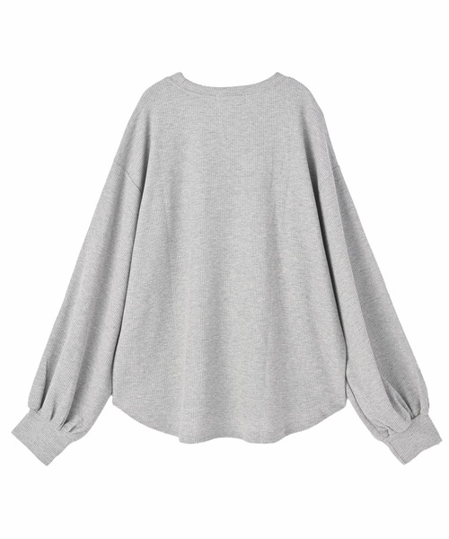 STYLE DELI（スタイルデリ）の「【DELI by】ふんわりワッフル素材のリラックスプルオーバー（スウェット・レディース・グレー/ブラック・M）」の4枚目の写真