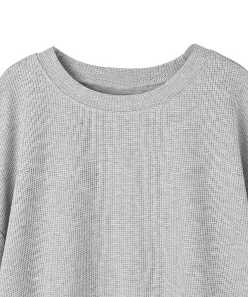 STYLE DELI（スタイルデリ）の「【DELI by】ふんわりワッフル素材のリラックスプルオーバー（スウェット・レディース・グレー/ブラック・M）」の5枚目の写真