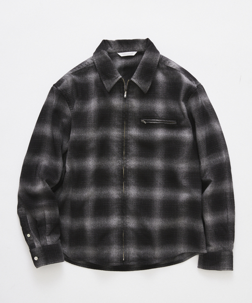 JOURNAL STANDARD(ジャーナルスタンダード)の「メランジ チェック ジップ シャツ(シャツ/ブラウス・メンズ・ブラック系その他/ホワイト系その他/クリアブルー・MEDIUM/LARGE)」の1枚目の写真