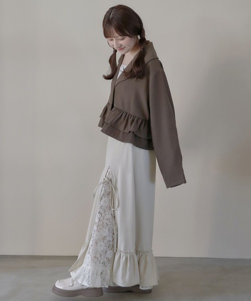 umm.clair（ウムクレール）の「Layered slit long skirt（スカート・レディース・ブラウン/グレー/アイボリー・S/M）」の9枚目の写真