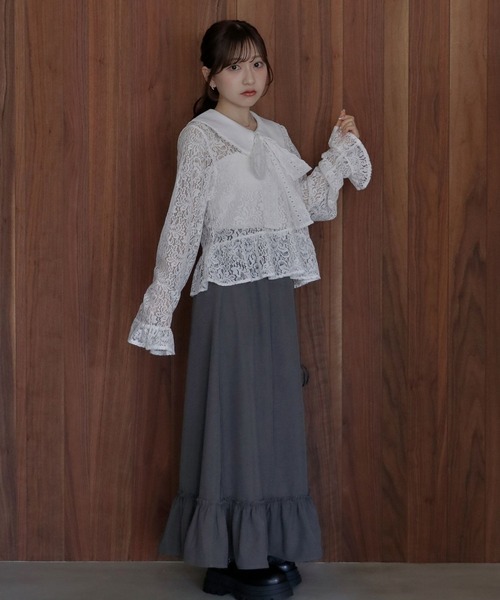 umm.clair（ウムクレール）の「Layered slit long skirt（スカート・レディース・ブラウン/グレー/アイボリー・S/M）」の19枚目の写真