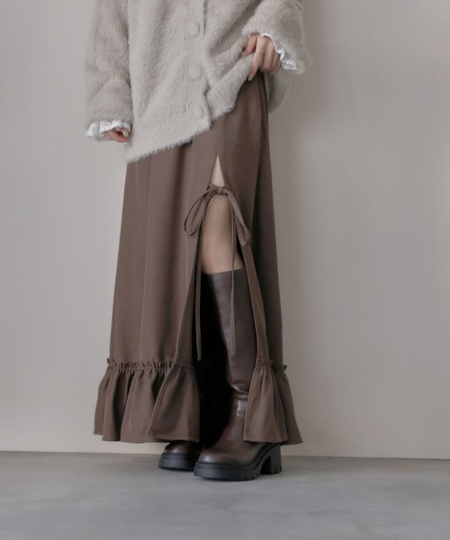 umm.clair（ウムクレール）の「Layered slit long skirt（スカート・レディース・ブラウン/グレー/アイボリー・S/M）」の17枚目の写真