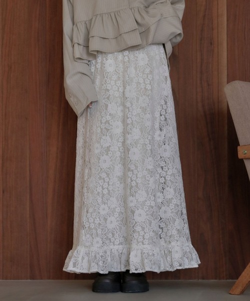 umm.clair（ウムクレール）の「Layered slit long skirt（スカート・レディース・ブラウン/グレー/アイボリー・S/M）」の13枚目の写真