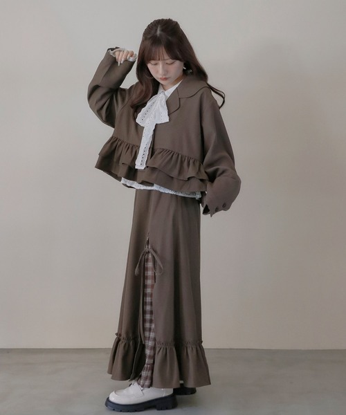 umm.clair（ウムクレール）の「Layered slit long skirt（スカート・レディース・ブラウン/グレー/アイボリー・S/M）」の14枚目の写真