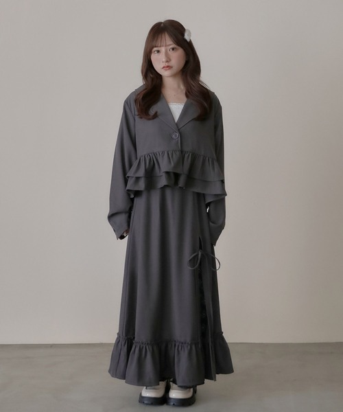 umm.clair（ウムクレール）の「Layered slit long skirt（スカート・レディース・ブラウン/グレー/アイボリー・S/M）」の4枚目の写真