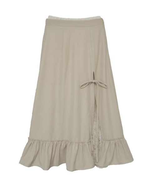 umm.clair（ウムクレール）の「Layered slit long skirt（スカート・レディース・ブラウン/グレー/アイボリー・S/M）」の5枚目の写真