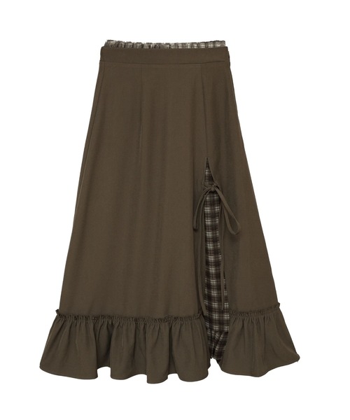 umm.clair（ウムクレール）の「Layered slit long skirt（スカート・レディース・ブラウン/グレー/アイボリー・S/M）」の6枚目の写真