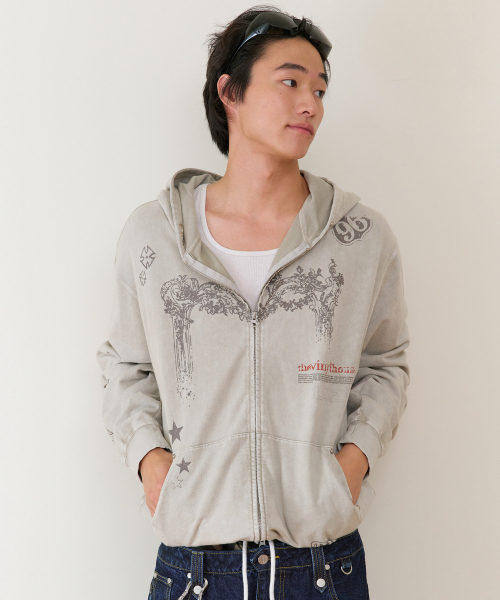 THEVINYLHOUSE（ザバイニルハウス）の「RODEO WASHED HOODIE ZIP-UP BEIGE（パーカー・メンズ・その他・SMALL/MEDIUM/LARGE）」の2枚目の写真
