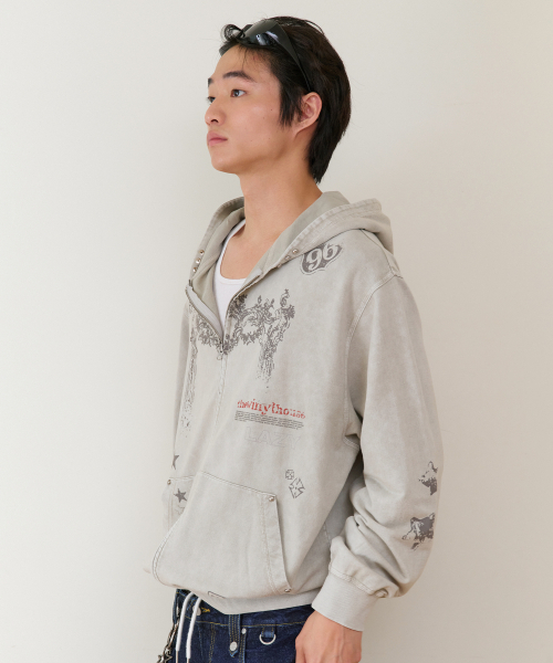 THEVINYLHOUSE（ザバイニルハウス）の「RODEO WASHED HOODIE ZIP-UP BEIGE（パーカー・メンズ・その他・SMALL/MEDIUM/LARGE）」の4枚目の写真