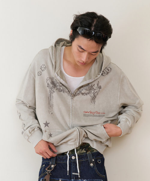 THEVINYLHOUSE（ザバイニルハウス）の「RODEO WASHED HOODIE ZIP-UP BEIGE（パーカー・メンズ・その他・SMALL/MEDIUM/LARGE）」の6枚目の写真