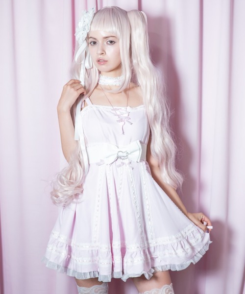 AVENCHUMU（アバンチュウム）の「Ribbon belt lace and ribbon bad girl one piece（ワンピース・レディース・ブラック/ピンク/ブラック×ピンク・FREE）」の3枚目の写真