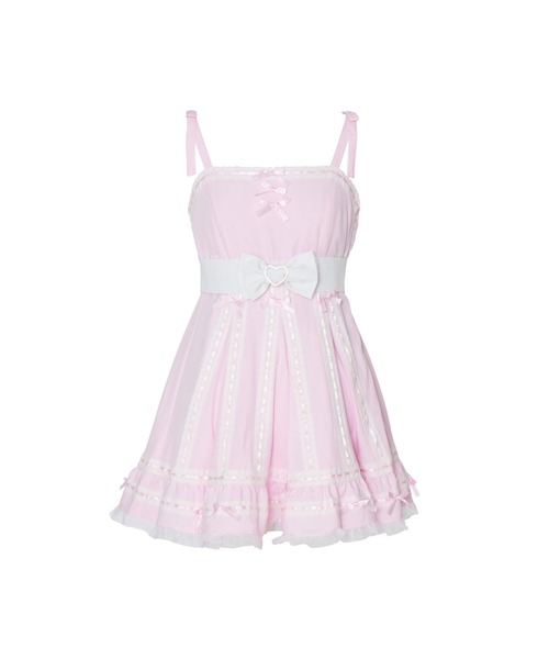 AVENCHUMU（アバンチュウム）の「Ribbon belt lace and ribbon bad girl one piece（ワンピース・レディース・ブラック/ピンク/ブラック×ピンク・FREE）」の4枚目の写真