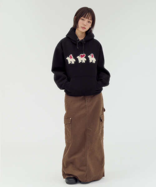ambler(エムブラー)の「エンジェルロゴ刺繍フードTシャツ AHP1317(ブラック)(パーカー・レディース・その他・M/S/L)」の2枚目の写真