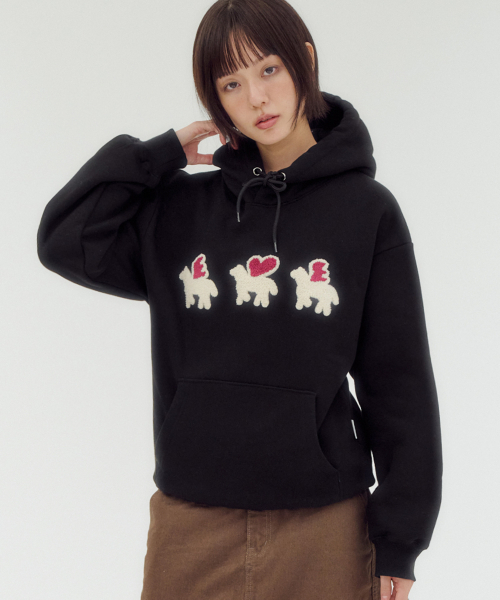 ambler(エムブラー)の「エンジェルロゴ刺繍フードTシャツ AHP1317(ブラック)(パーカー・レディース・その他・M/S/L)」の3枚目の写真