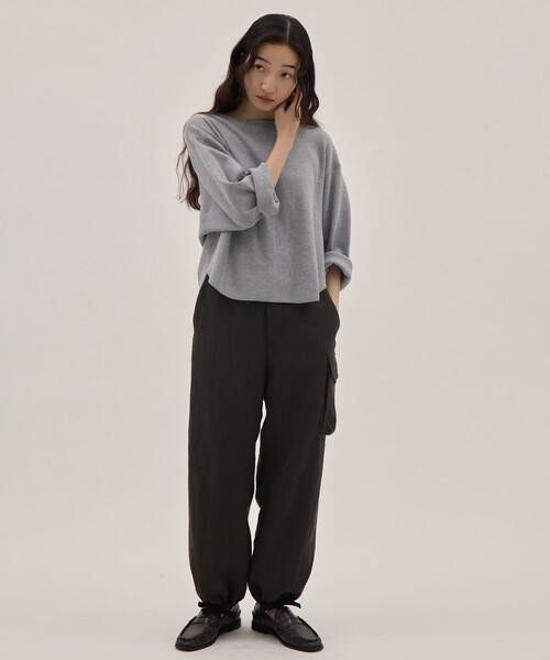 YLEVE（イレーヴ）の「[YLEVE/イレーヴ]COTTON RIB PULLOVER/コットンリブ プルオーバー/カットソー（Tシャツ/カットソー・レディース・グレー/ホワイト・1）」の5枚目の写真